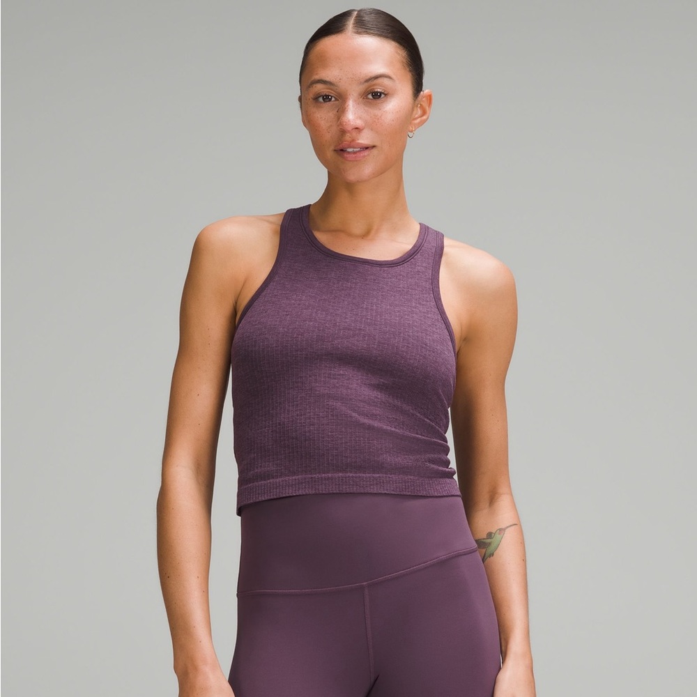 Ebb To Street Cropped Racerback Tank Top Purple